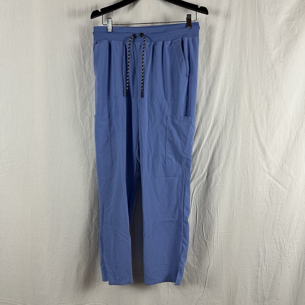 Beyond Scrubs Women Medium Ceil Blue Scrub Set Top Pants Stretch Medical Nurse - Picture 14 of 16